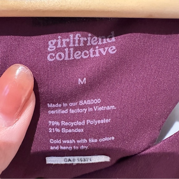 Girlfriend Collective Paloma Bra Maroon Size Medium - Picture 3 of 3